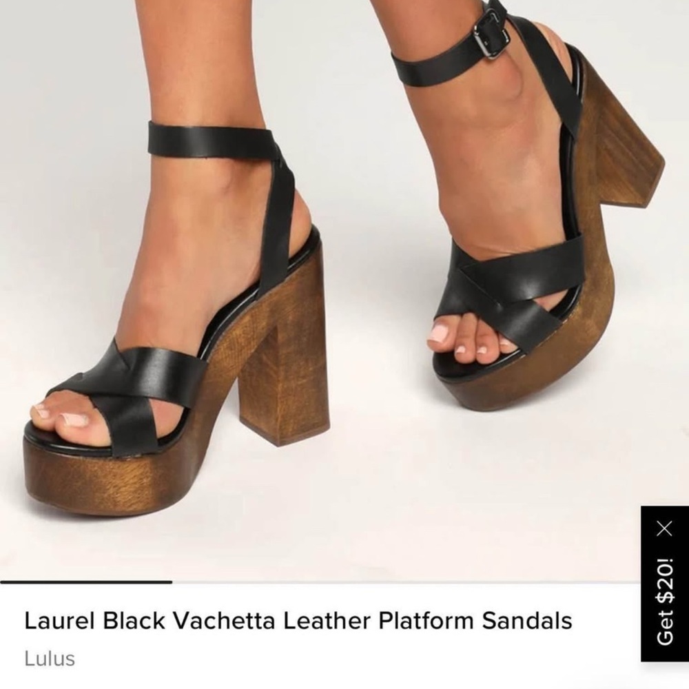 Lulu's Black and Brown Platform Sandals with Chunky Heel